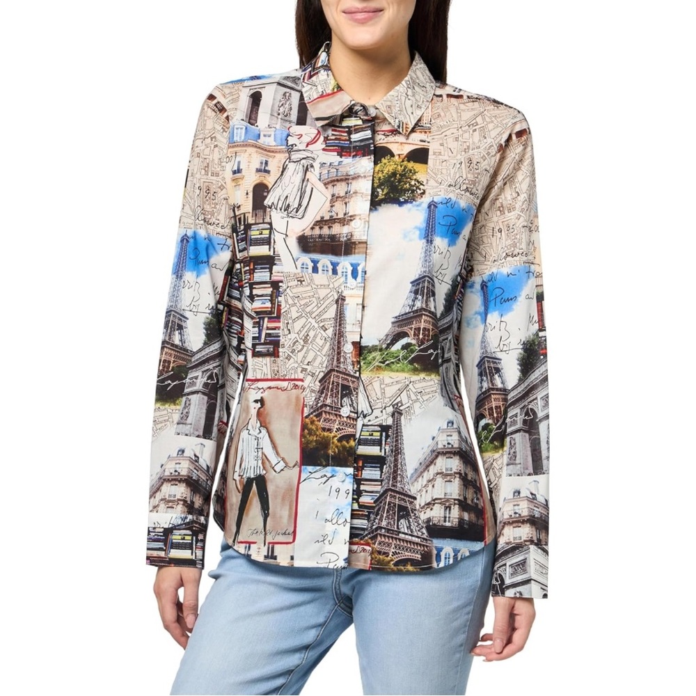 Karl Lagerfeld Paris Eiffel Tower Button Down Blouse NWT S